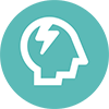 Icono con un rayo en la cabeza para transmitir el s&iacute;ndrome de desgaste profesional