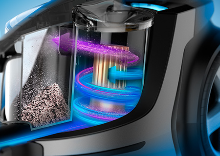 Tecnología PowerCyclone permite la máxima potencia de succión durante más tiempo