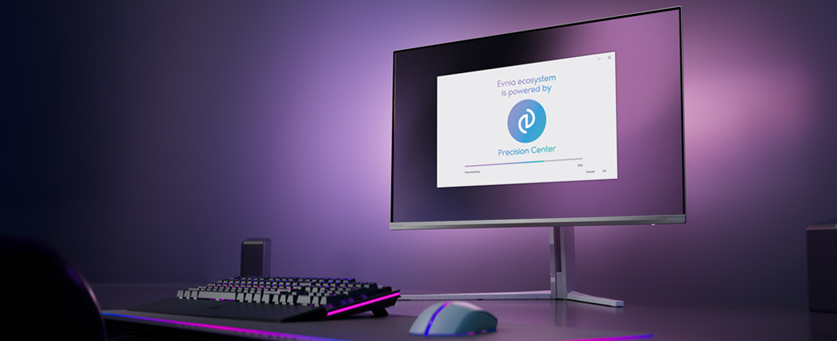 Configuraci&oacute;n del monitor Philips Evnia para el Precision Center