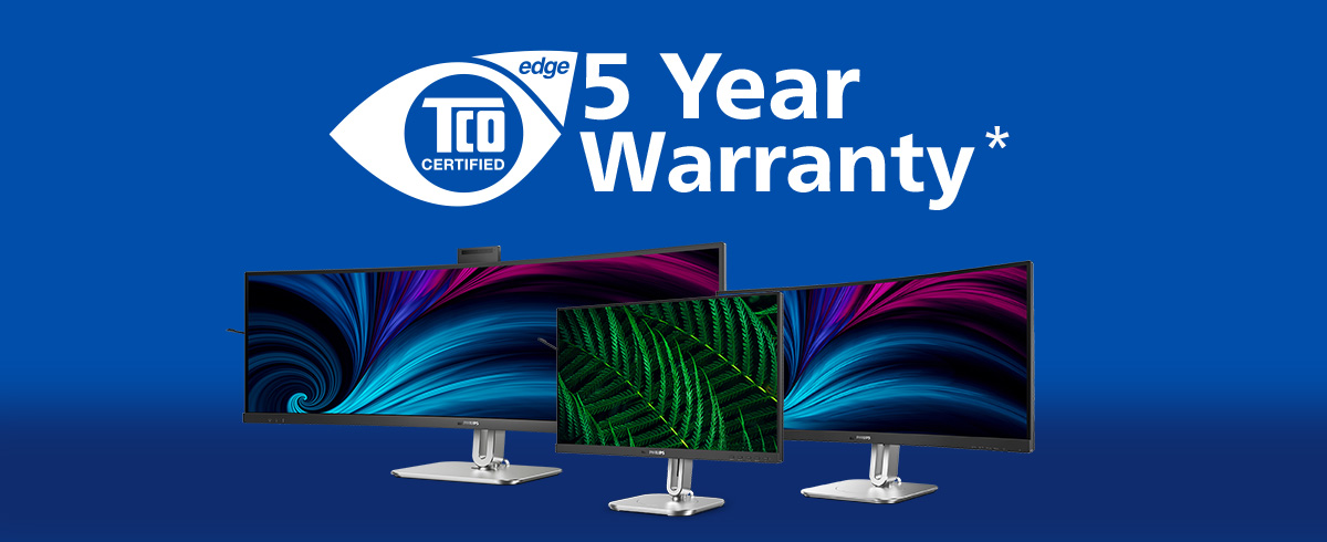 Monitores Philips con certificaci&oacute;n TCO y cinco a&ntilde;os de garant&iacute;a.