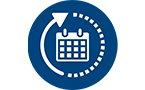 Gu&iacute;a icon, flecha en el sentido de las agujas del reloj alrededor de un calendario