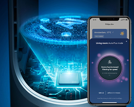 Aplicaci&oacute;n Philips Air+, Pantalla de tel&eacute;fono con funcionalidad de IA