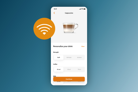 Pantalla de la aplicaci&oacute;n Philips Coffee+ para mayor comodidad