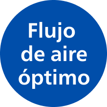 Icono de flujo de aire &oacute;ptimo